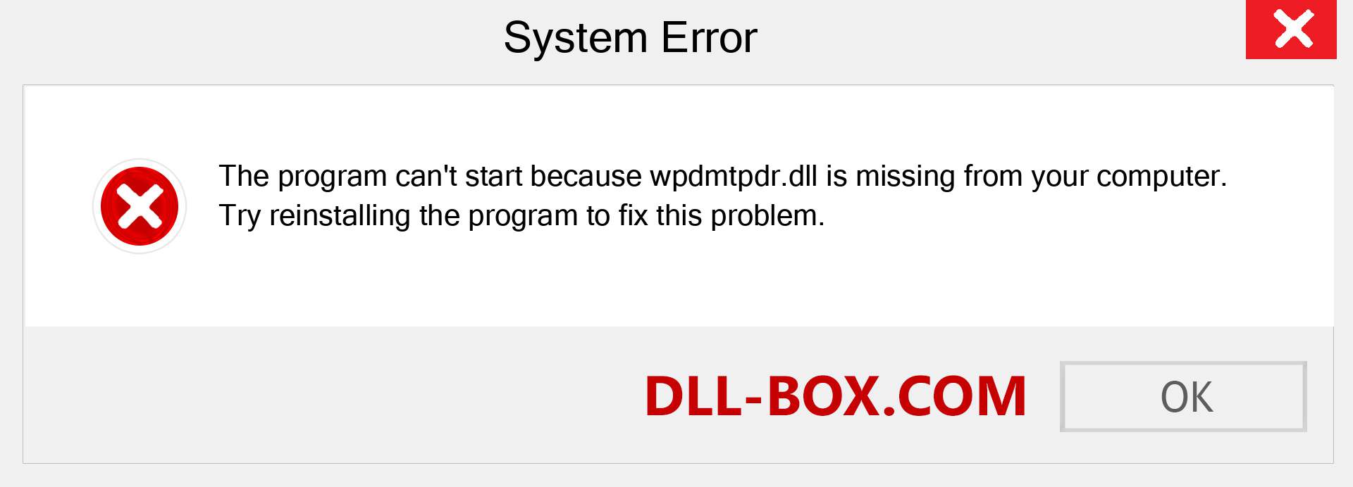  wpdmtpdr.dll file is missing?. Download for Windows 7, 8, 10 - Fix  wpdmtpdr dll Missing Error on Windows, photos, images